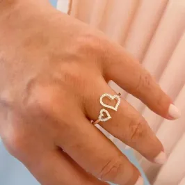 Anel Dois Corações Regulável