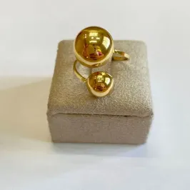 Anel Dourado Regulável C/ Esfera