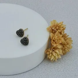 Brinco Coração Ônix Pequeno