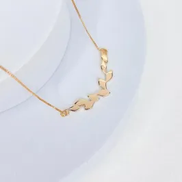 Colar Ramo de Folhas Lisas Banhado a Ouro18K
