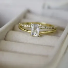 Anel Solitário 2 Filetes