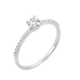 Anel Solitário Ouro Branco