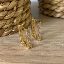 Argola Quadrada Cravejada