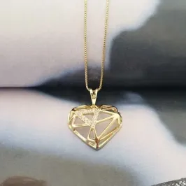 Colar Coração Telado