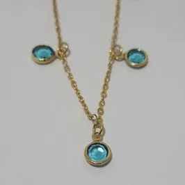 Colar 3 Ponto Luz Azul Claro