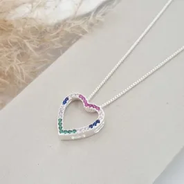 Colar Coração Colorida