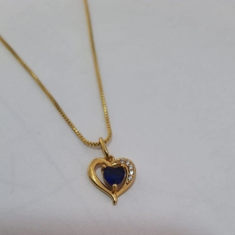 Colar Coraçao azul