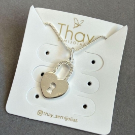 Colar Coraçao Cadeado