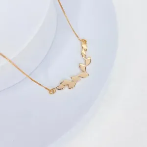 Colar Ramo de Folhas Lisas Banhado a Ouro18K