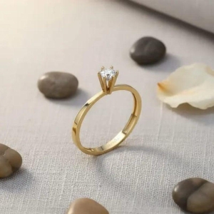 Anel Solitário Ouro