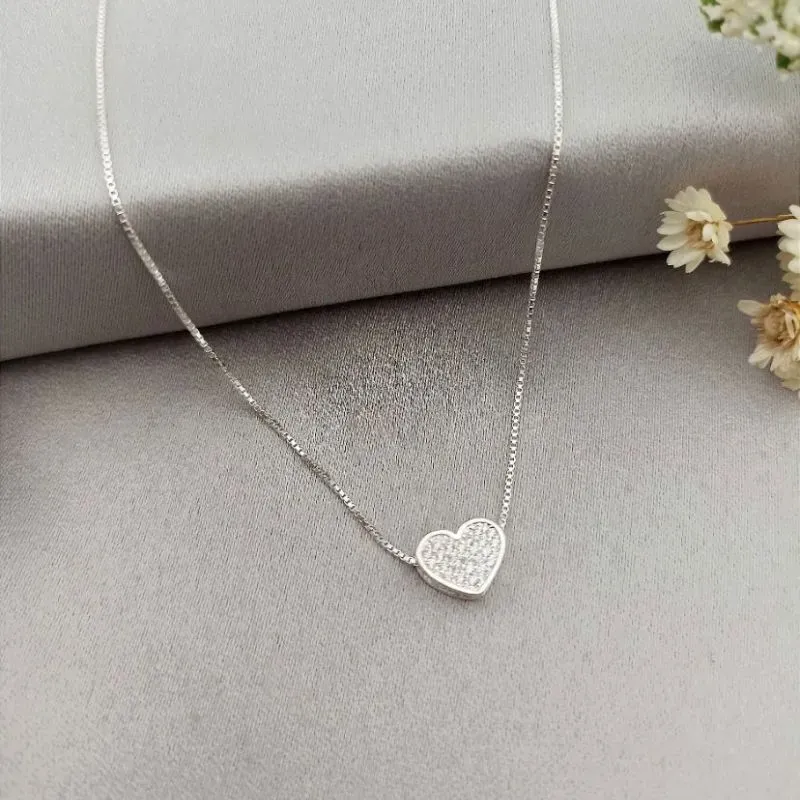 Colar Coração Amor Prata