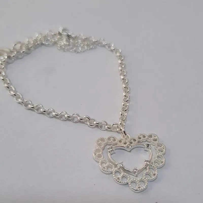 Pulseira Coração Prateado