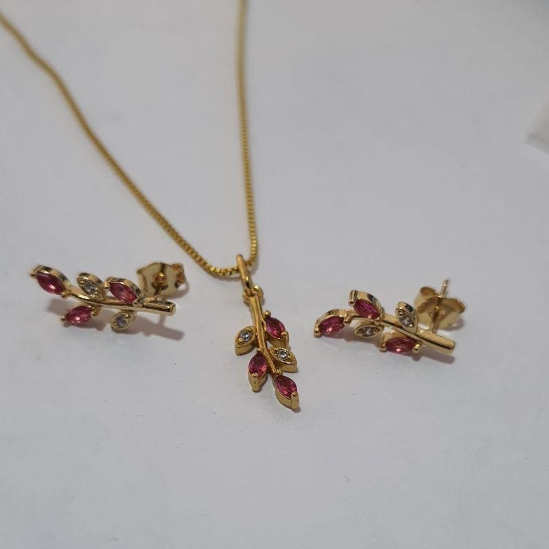 Conjunto Folhas Pink