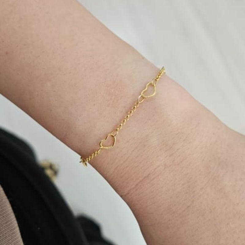 Pulseira 4 Corações Ouro