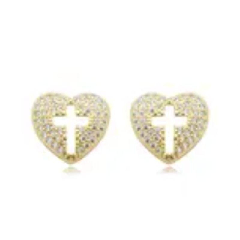 Brincos Cruz Coração