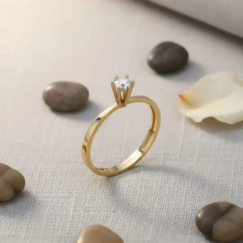 Anel Solitário Ouro