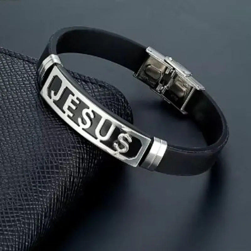 Pulseira Jesus Prata em Aço Inoxidável