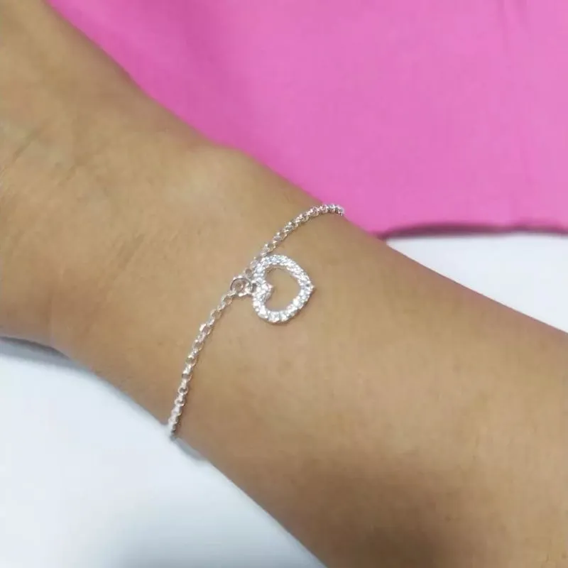Pulseira Coração de Prata