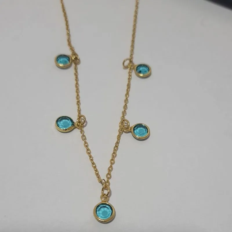Colar 5 Ponto Luz Azul Claro