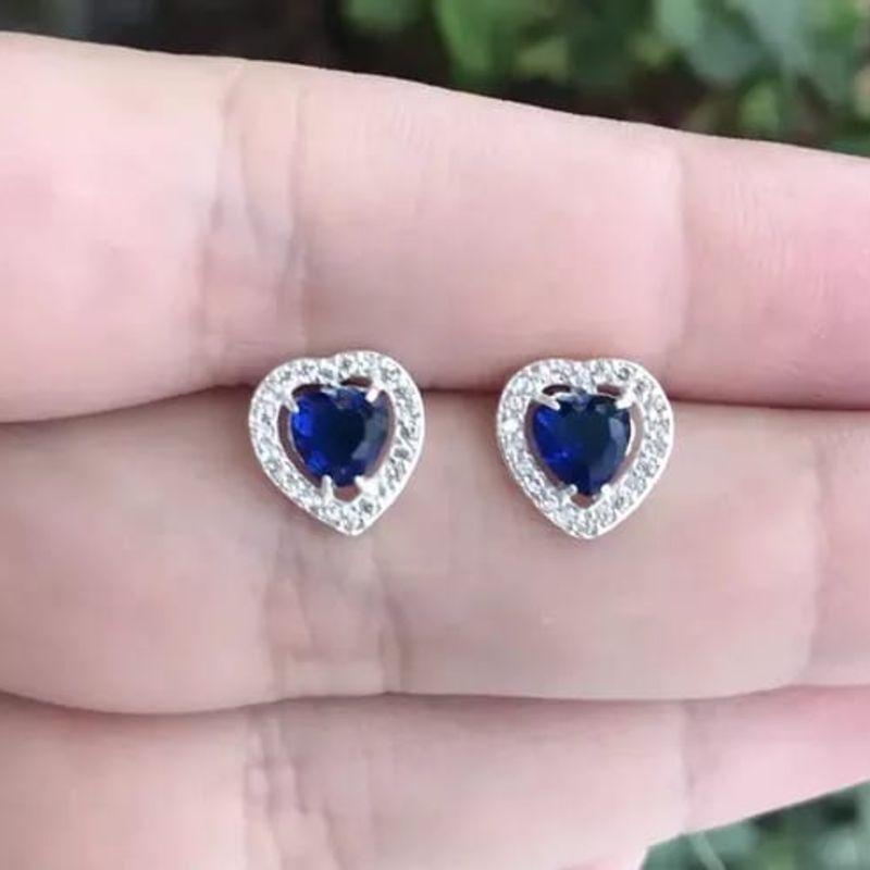 Brinco Coração Blue Prata