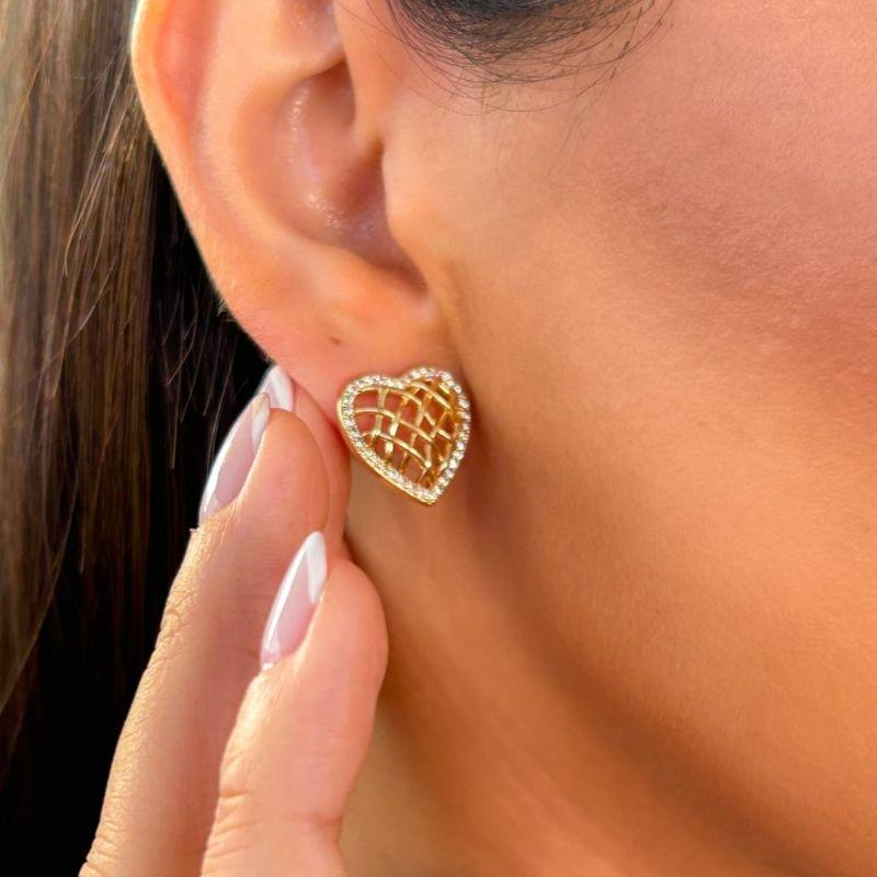 Brinco Coração Linhas