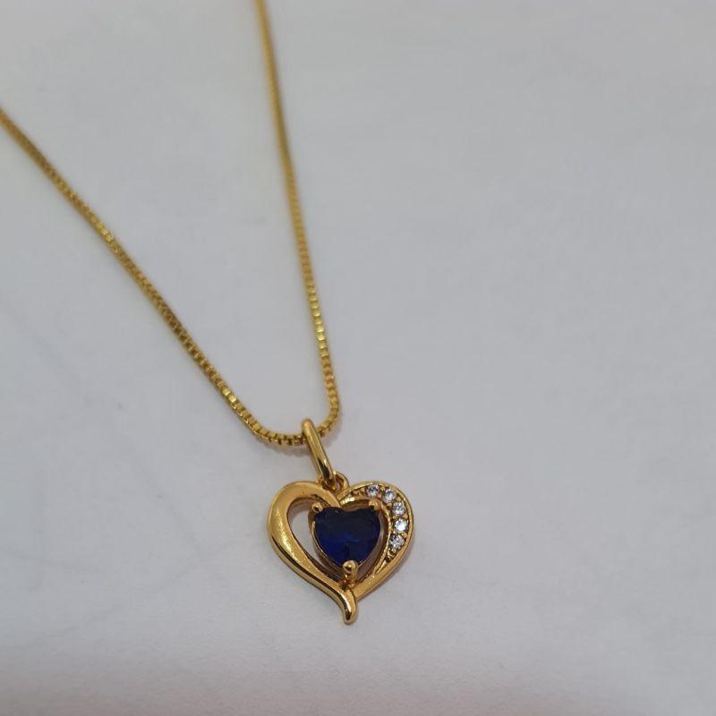 Colar Coraçao azul