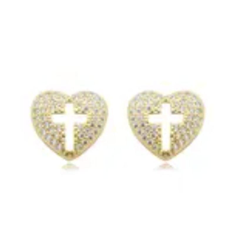 Brincos Cruz Coração