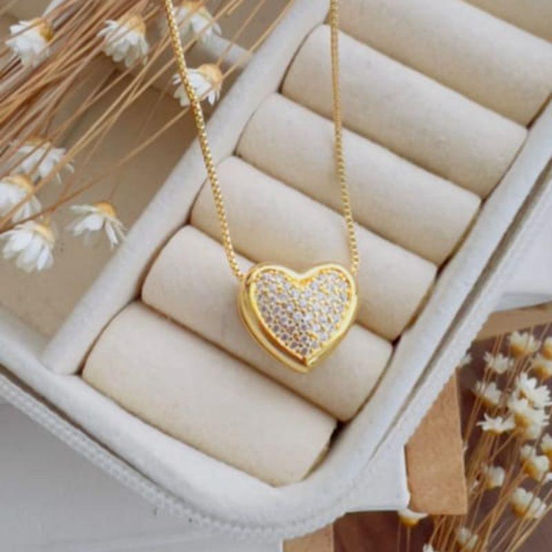 Colar Coração Cravejado