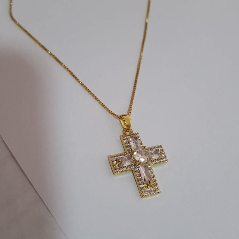 Colar Cruz 5 Pedras
